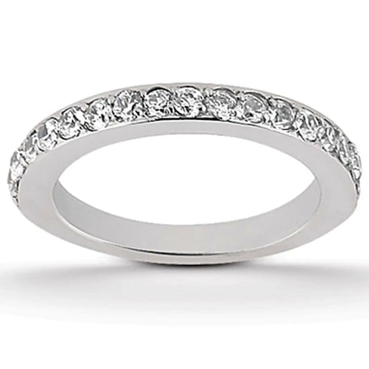 14k White Gold Pave Diamond Wedding Ring Band Set 1/2 AroundMonde Trend