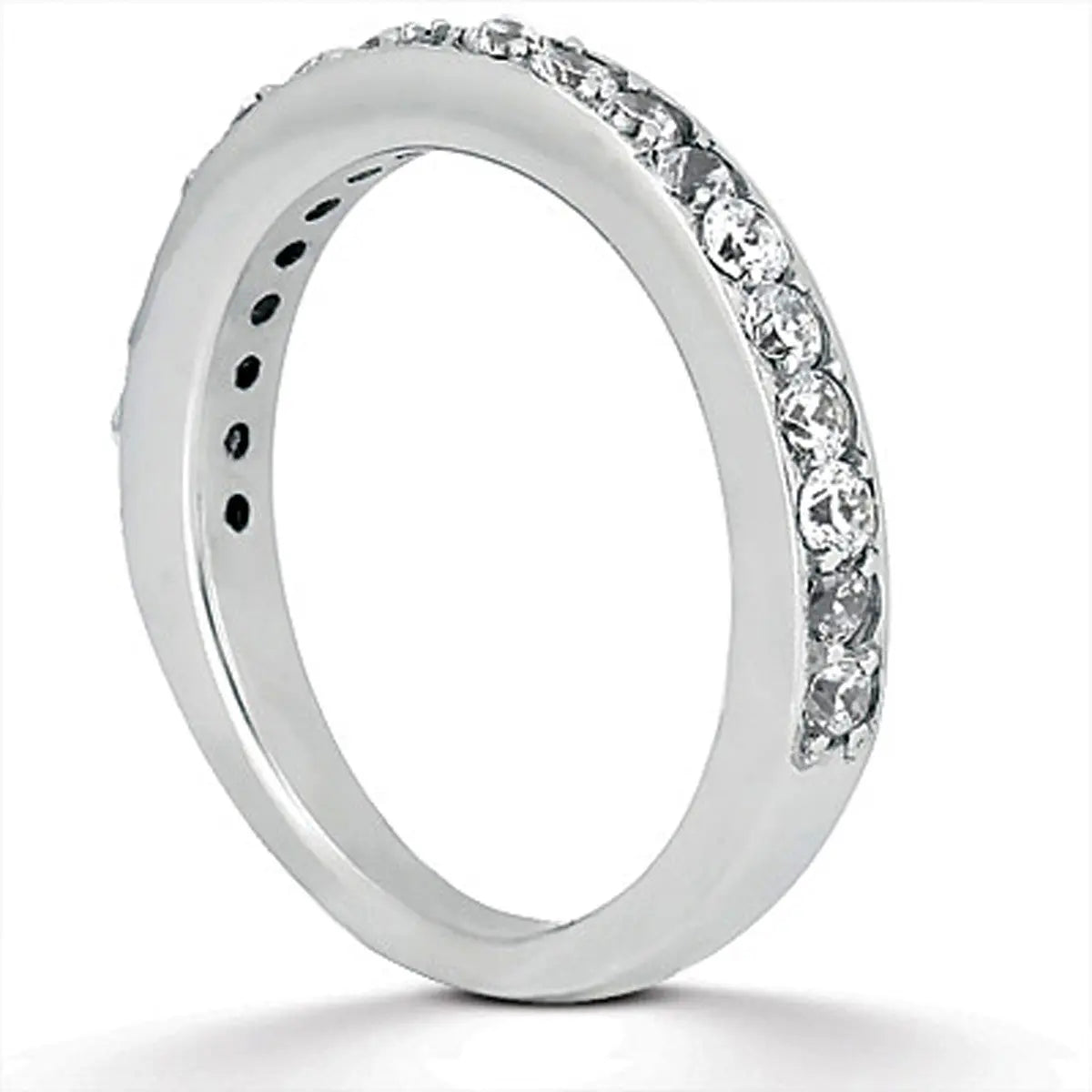 14k White Gold Pave Diamond Wedding Ring Band Set 1/2 AroundMonde Trend