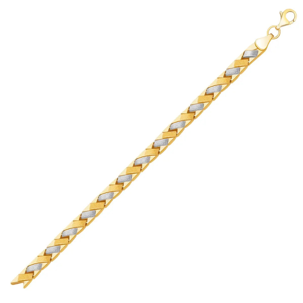 14k Two-Tone Gold Fancy Weave Bracelet with Contrasting Finish (6.35 mm)Monde Trend