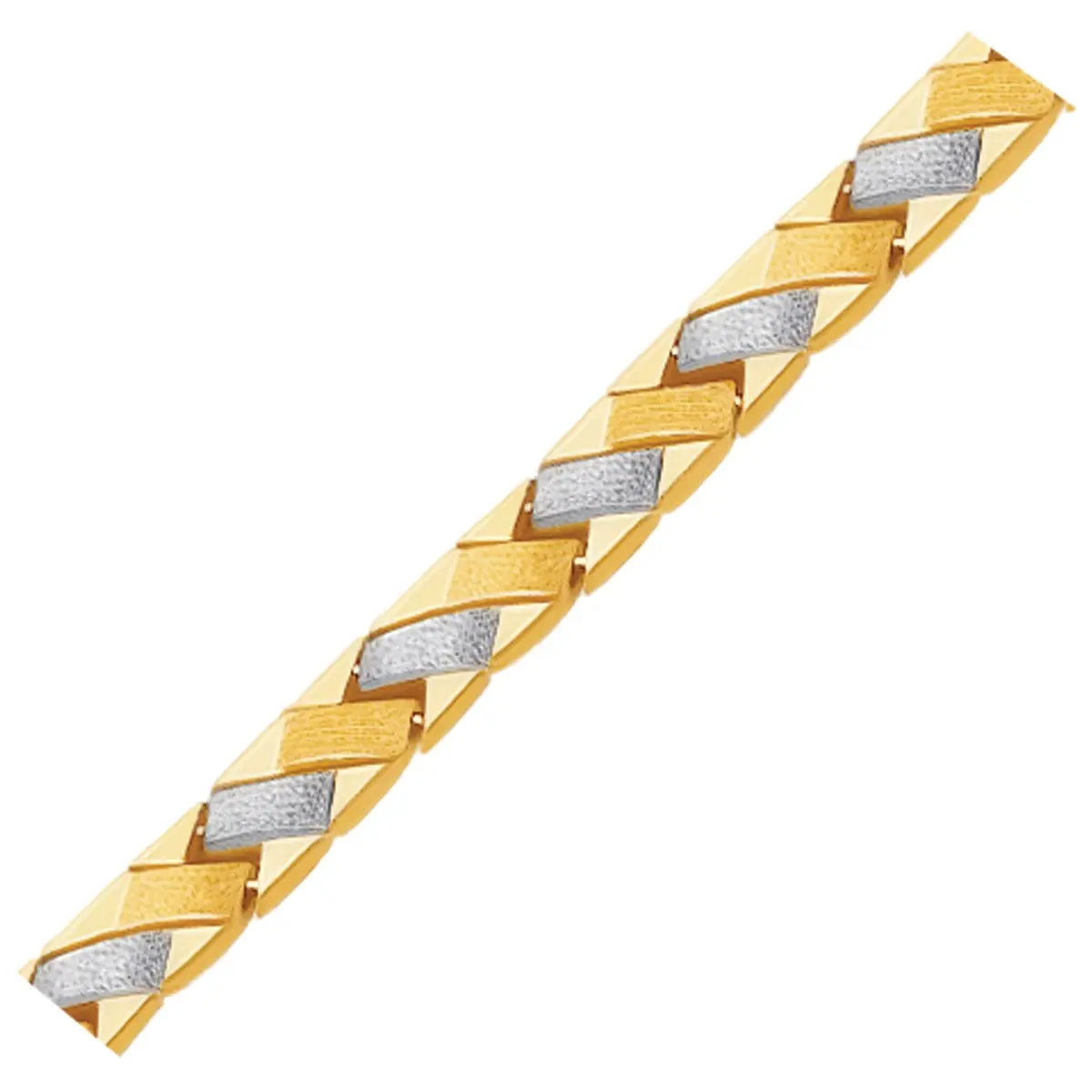 14k Two-Tone Gold Fancy Weave Bracelet with Contrasting Finish (6.35 mm)Monde Trend