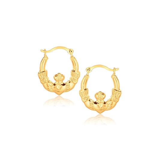 10k Yellow Gold Claddagh Hoop EarringsMonde Trend