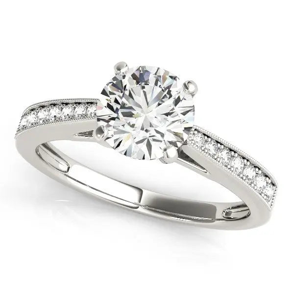 14k White Gold Antique Style Graduagted Diamond Engagement Ring (1 1/8 cttw)Monde Trend