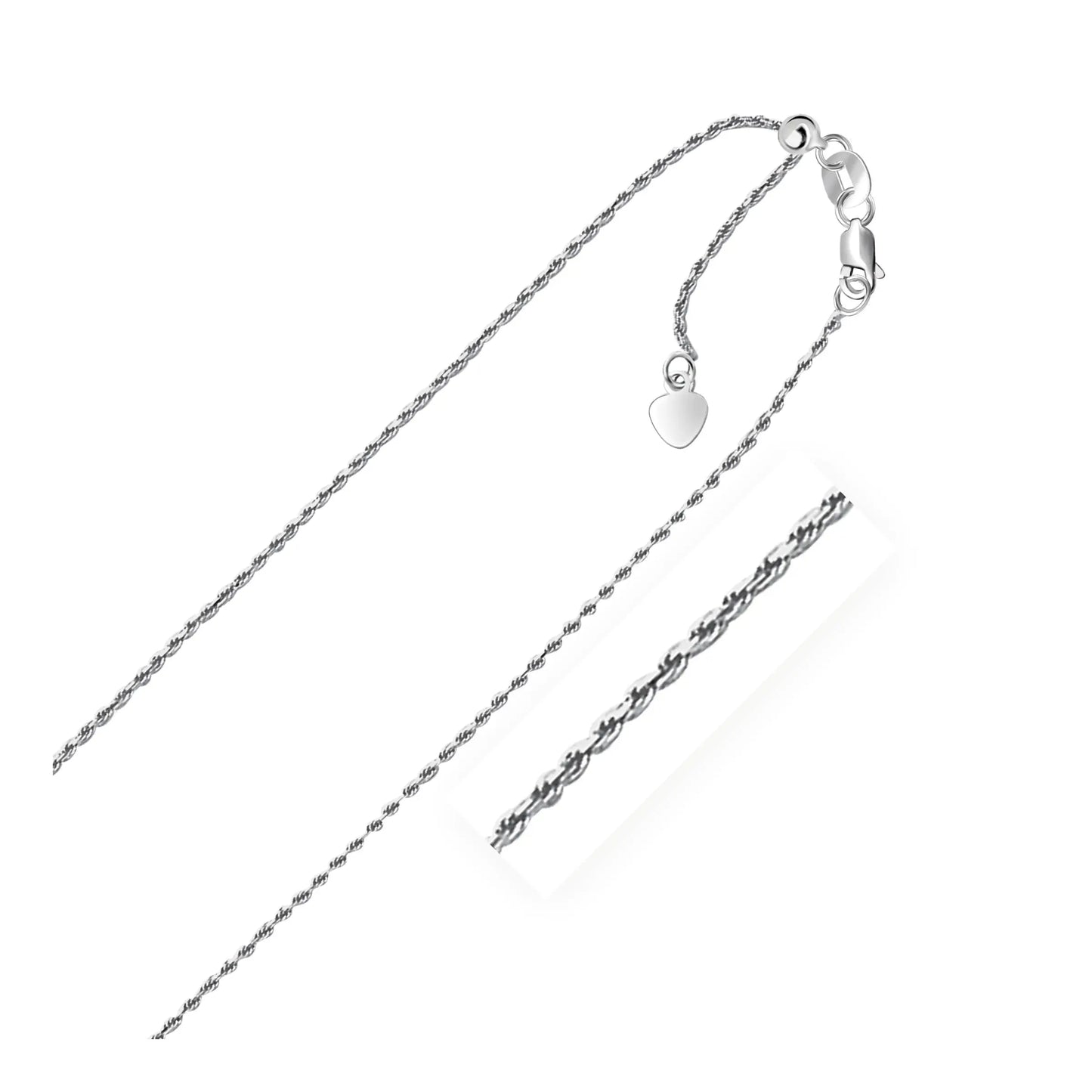 10k White Gold Adjustable Rope Chain (0.95 mm)Monde Trend