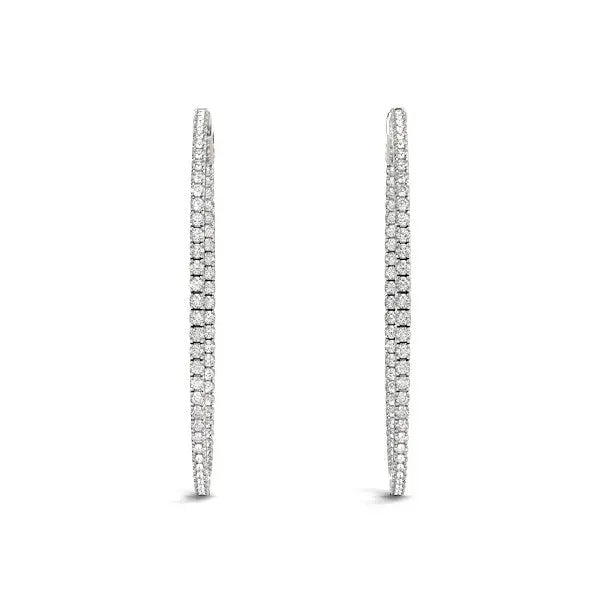 14k White Gold Slim Two Sided Diamond Hoop Earrings (1 1/2 cttw) RCJ