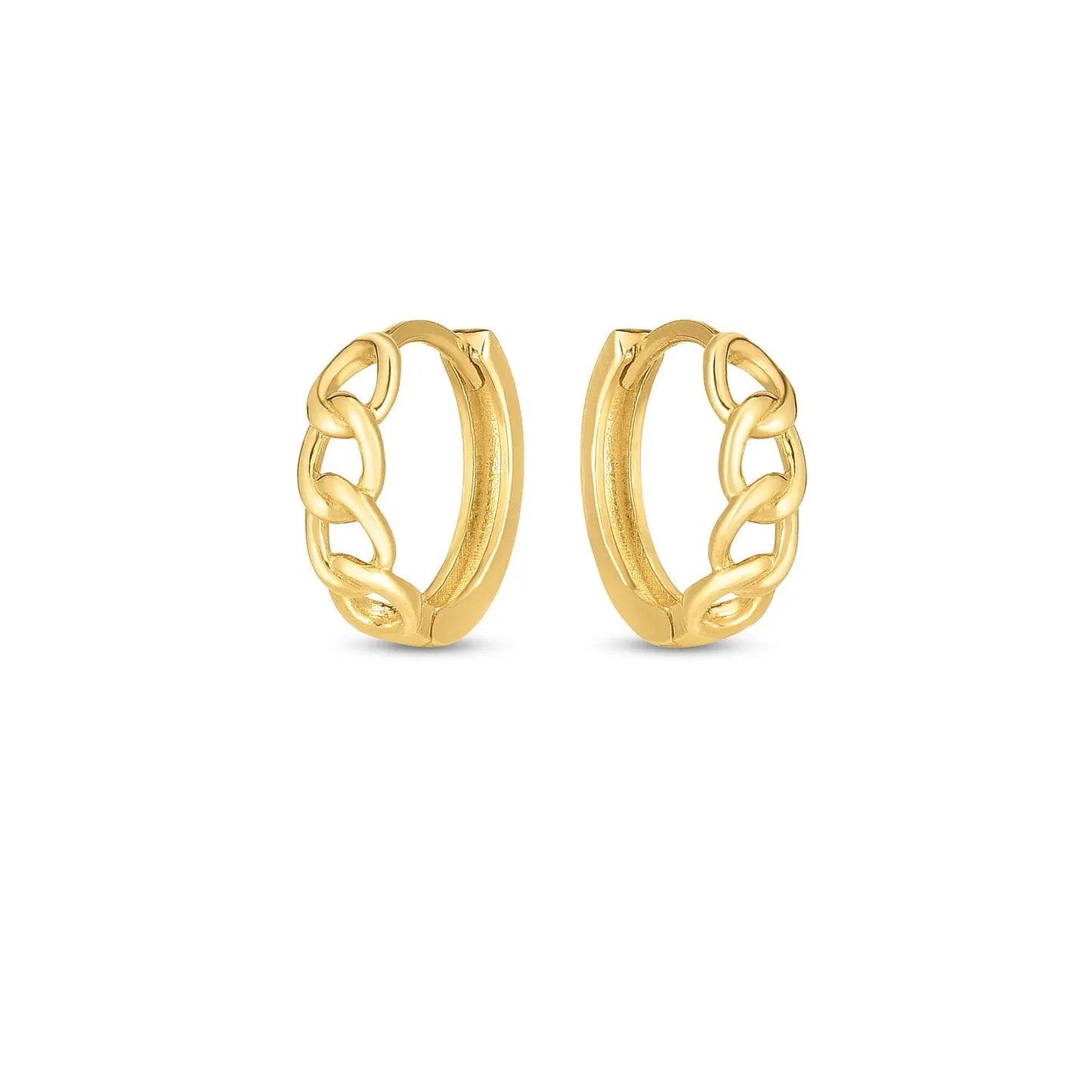 14k Yellow Gold Curb Huggie Hoop RCJ