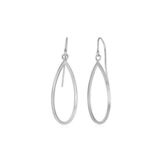 14k White Gold Earrings with Polished Open Teardrop DanglesMonde Trend