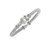 Italian Cable Bracelet with Diamond Accents in 18k Yellow Gold and Sterling Silver (5.00 mm) RCJ