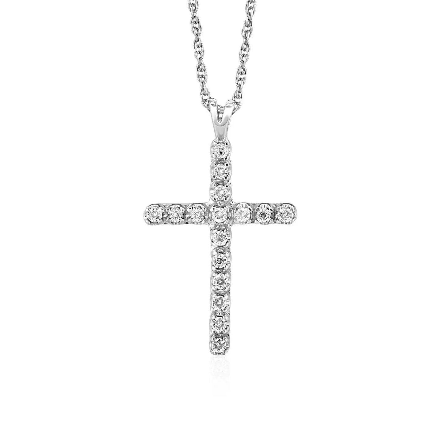 Cross Pendant with Diamonds in Sterling Silver RCJ