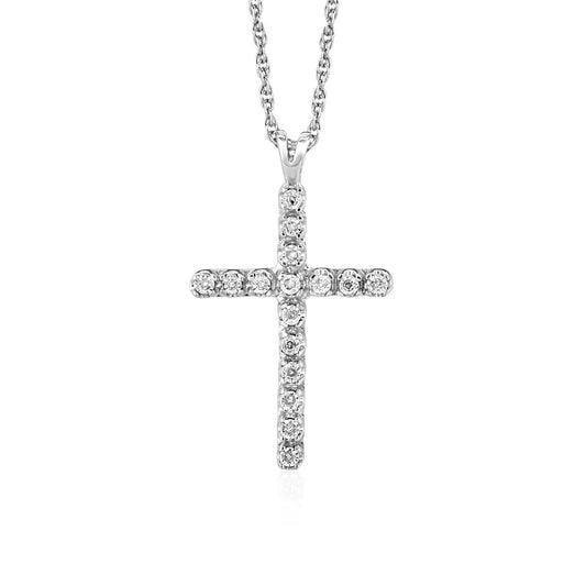 Cross Pendant with Diamonds in Sterling Silver RCJ