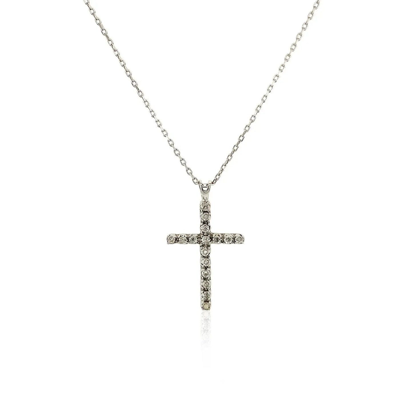 Cross Pendant with Diamonds in Sterling Silver RCJ