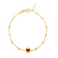 14k Yellow Gold Childrens Bracelet with Beads and Enameled Heart RCJ