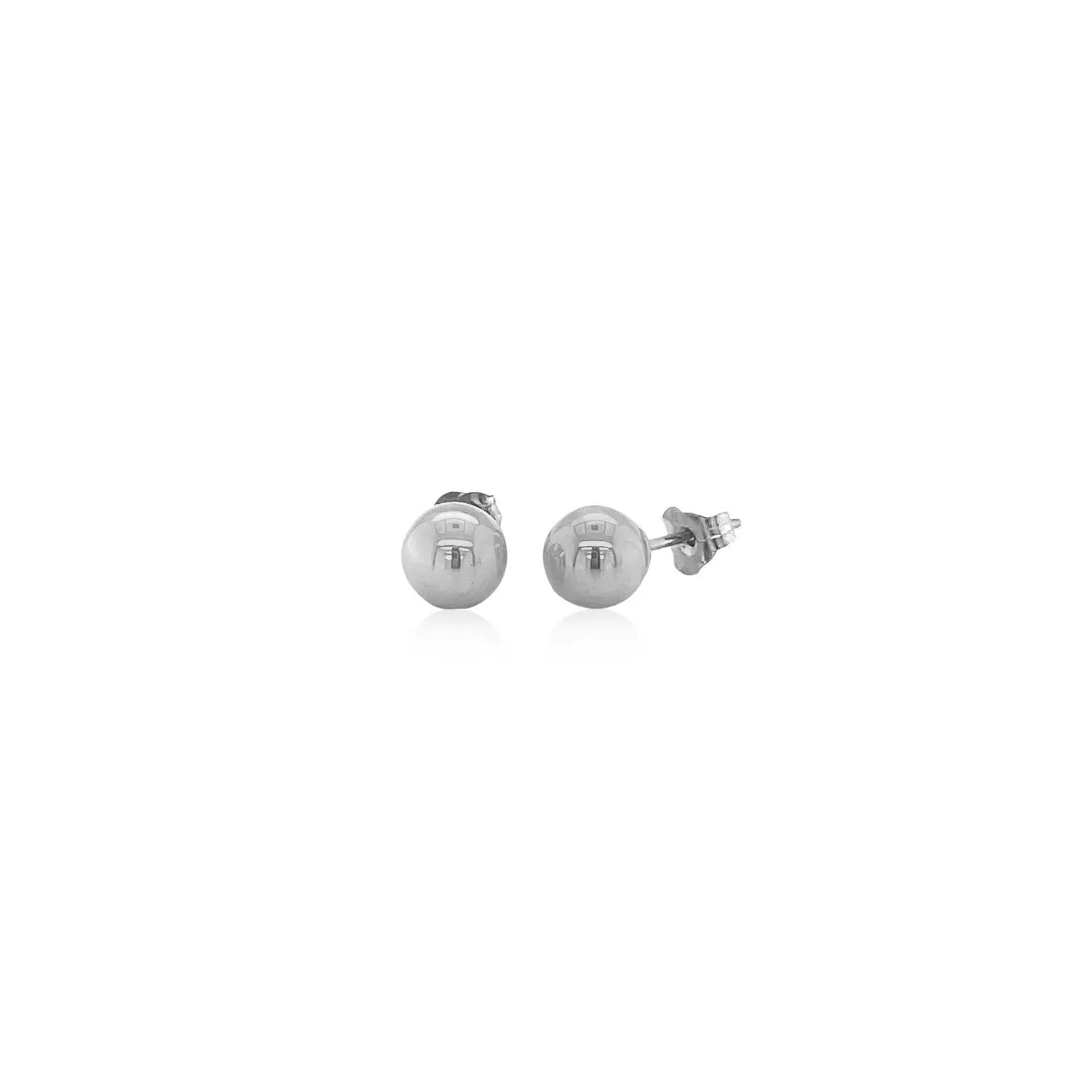 14k White Gold Classic Round Stud Earrings (6mm)Monde Trend