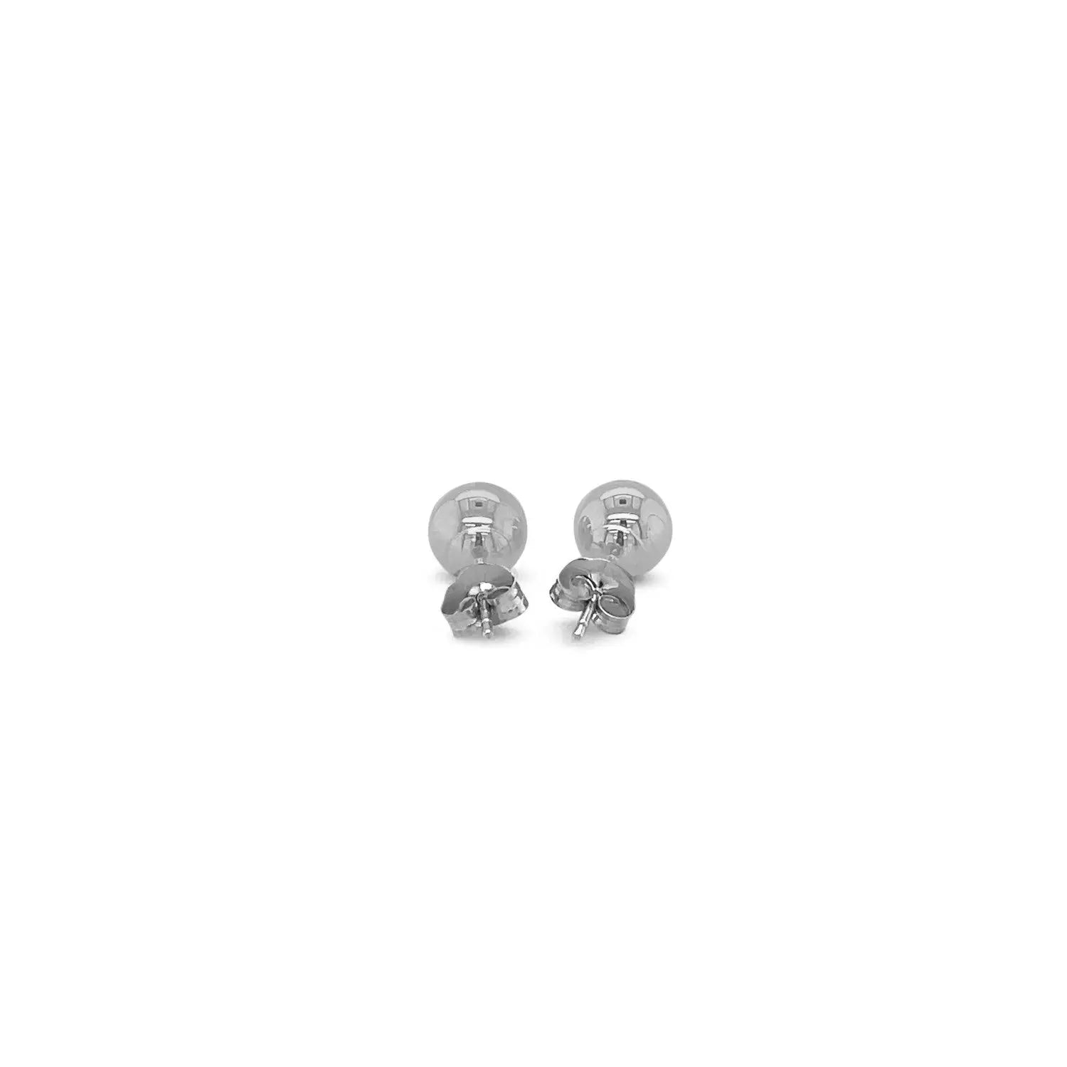 14k White Gold Classic Round Stud Earrings (6mm)Monde Trend