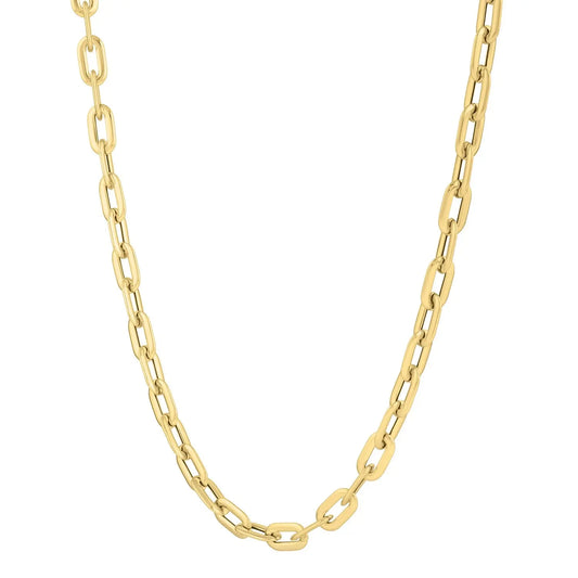 14k Yellow Gold Oval Domed Paperclip Chain Necklace (5.30 mm) RCJ