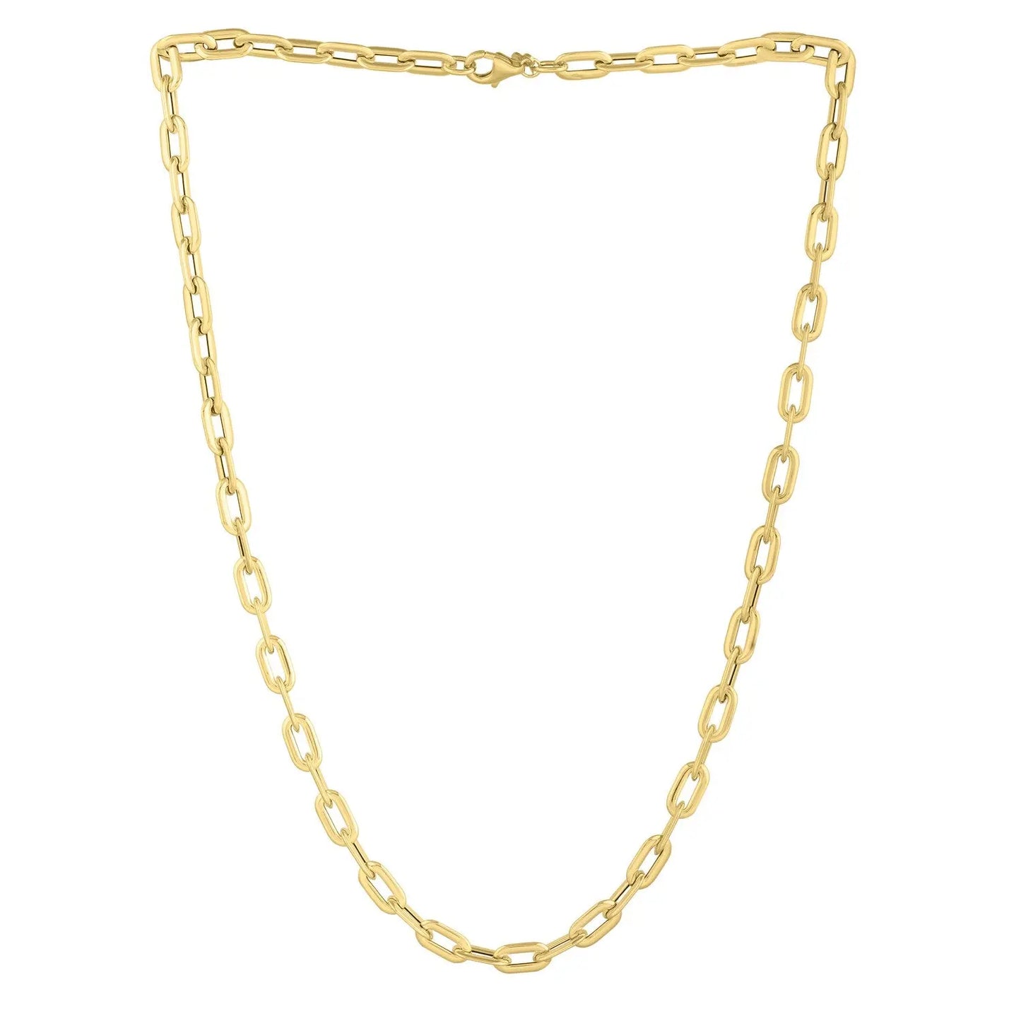 14k Yellow Gold Oval Domed Paperclip Chain Necklace (5.30 mm) RCJ