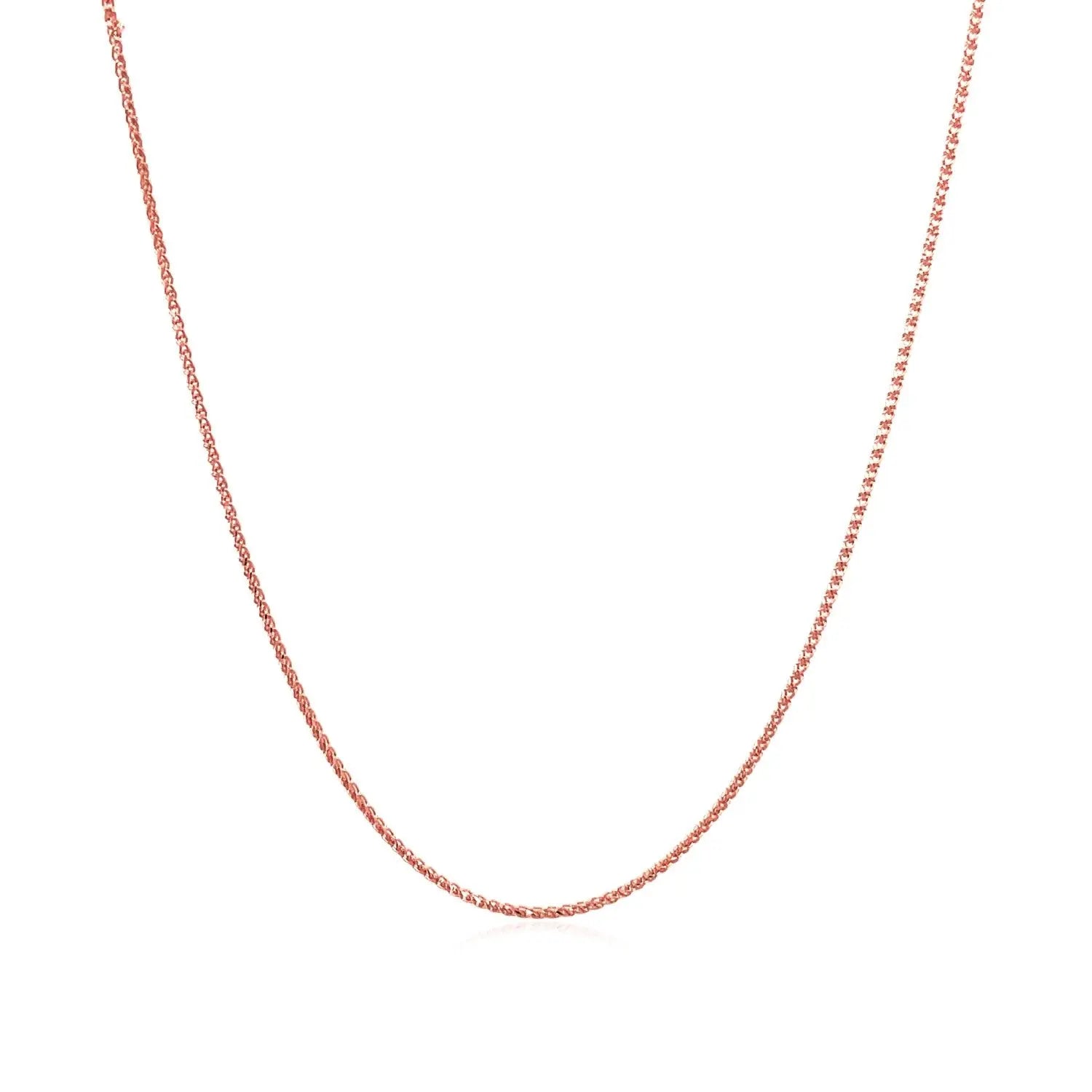 14k Rose Gold Diamond Cut Round Wheat Chain (0.60 mm)Monde Trend