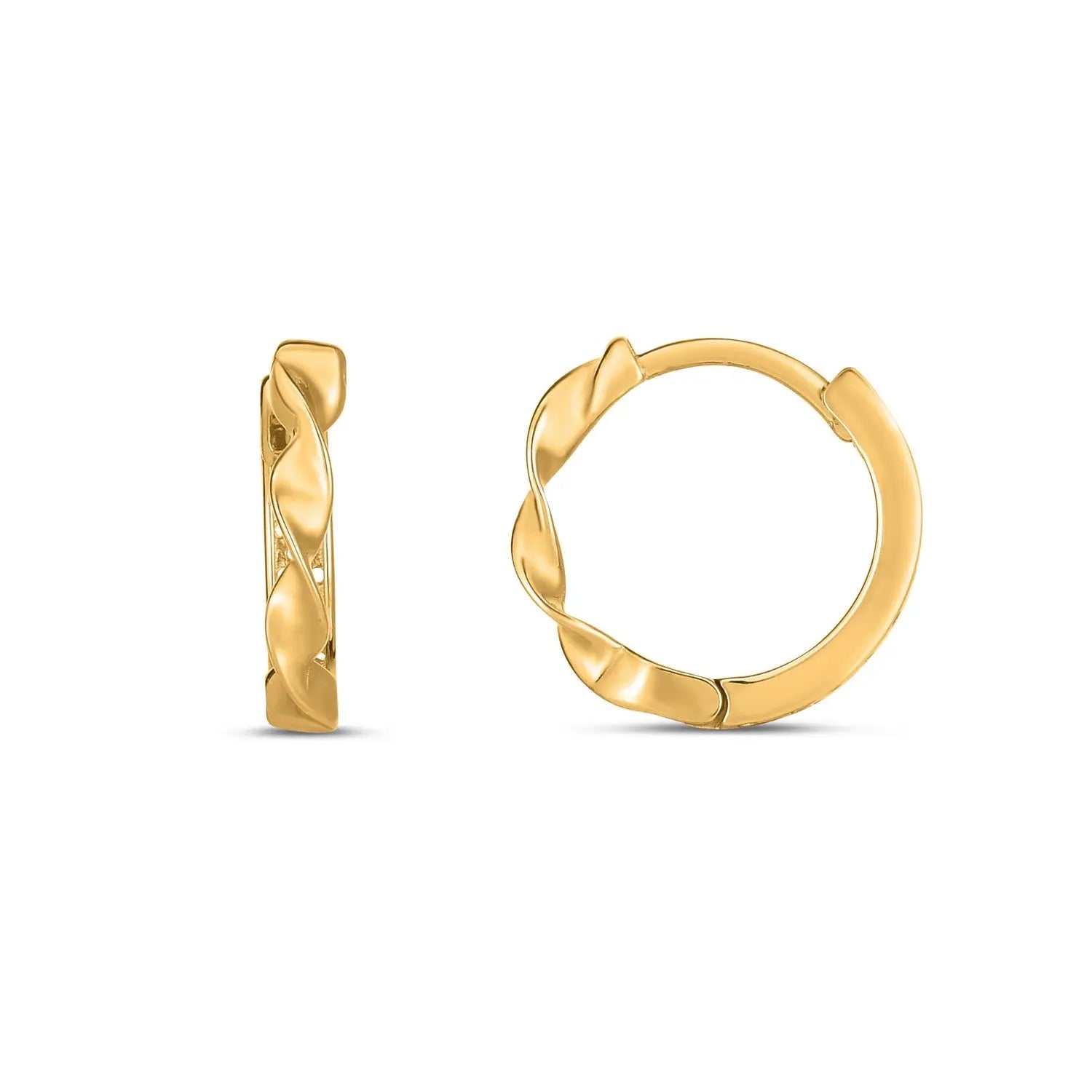 14k Yellow Gold Twist Huggie Hoops RCJ