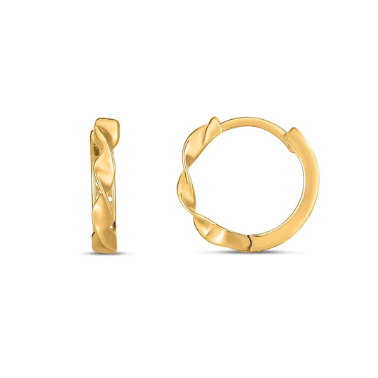 14k Yellow Gold Twist Huggie Hoops RCJ