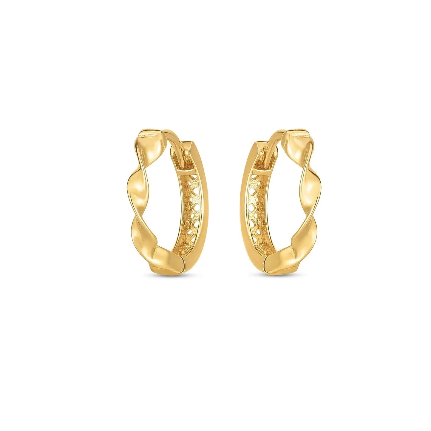 14k Yellow Gold Twist Huggie Hoops RCJ