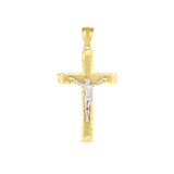 14k Two Tone Gold High Polish Diamond Cut Cross PendantMonde Trend