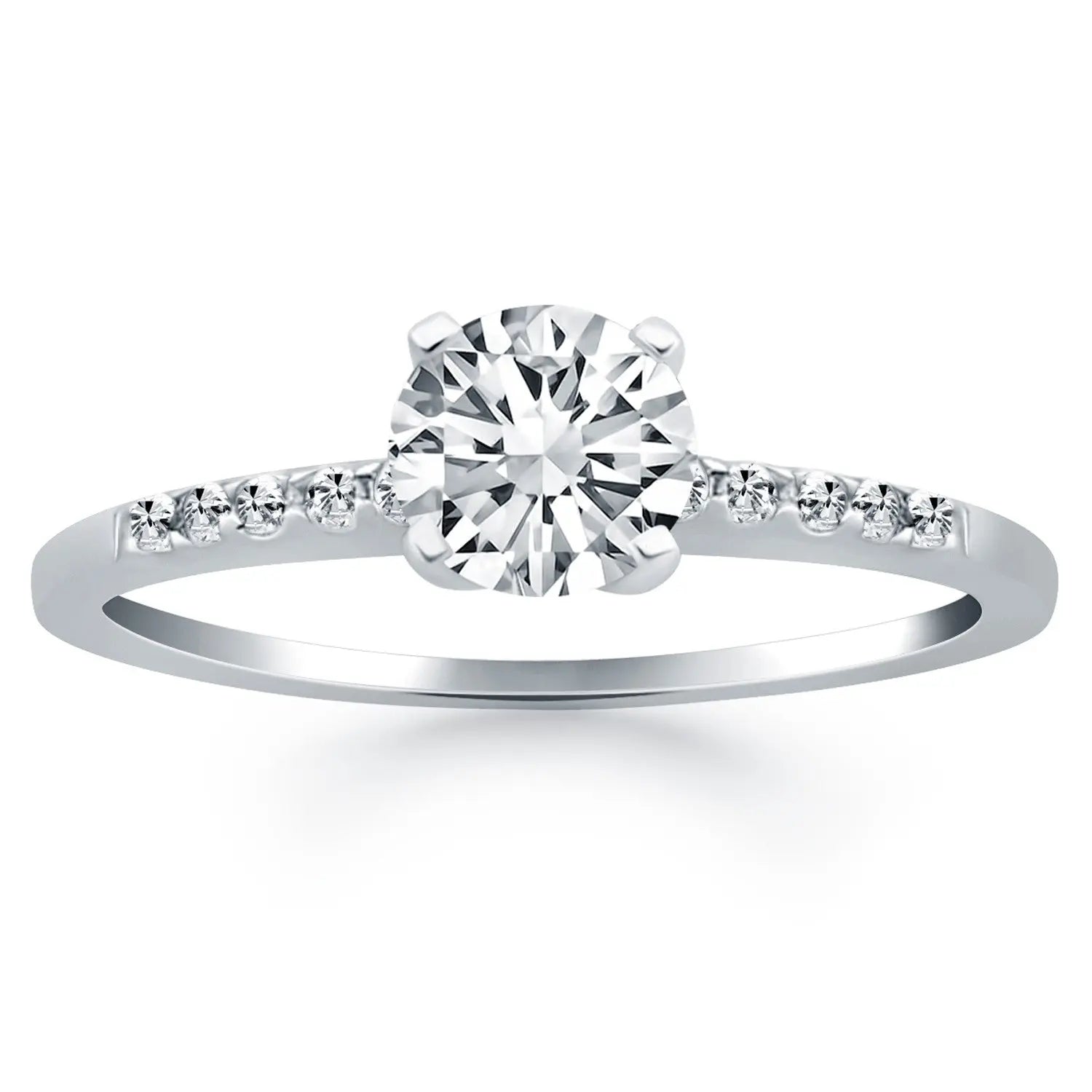 14k White Gold Engagement Ring with Diamond Band DesignMonde Trend