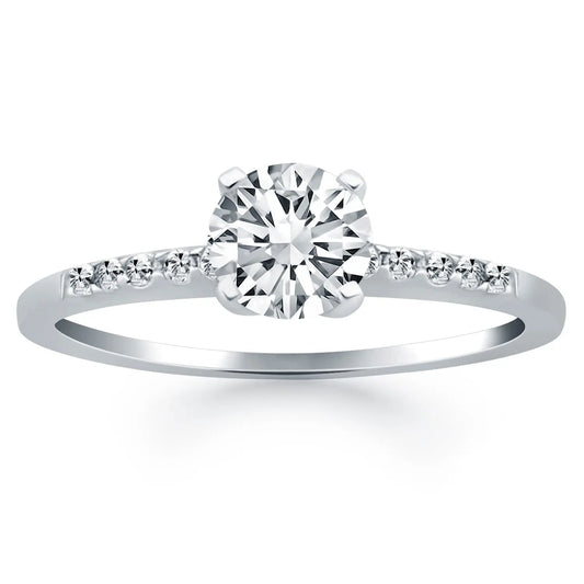 14k White Gold Engagement Ring with Diamond Band DesignMonde Trend