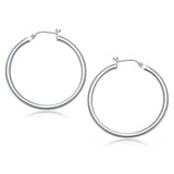 14k White Gold Polished Hoop Earrings (3x40mm) RCJ