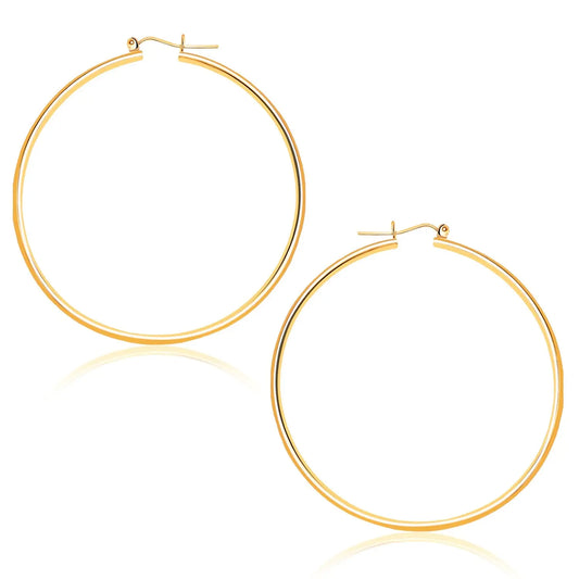 14k Yellow Gold Polished Hoop Earrings (1.5x45mm) RCJ