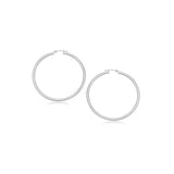 14k White Gold Polished Hoop Earrings (3x20mm) RCJ