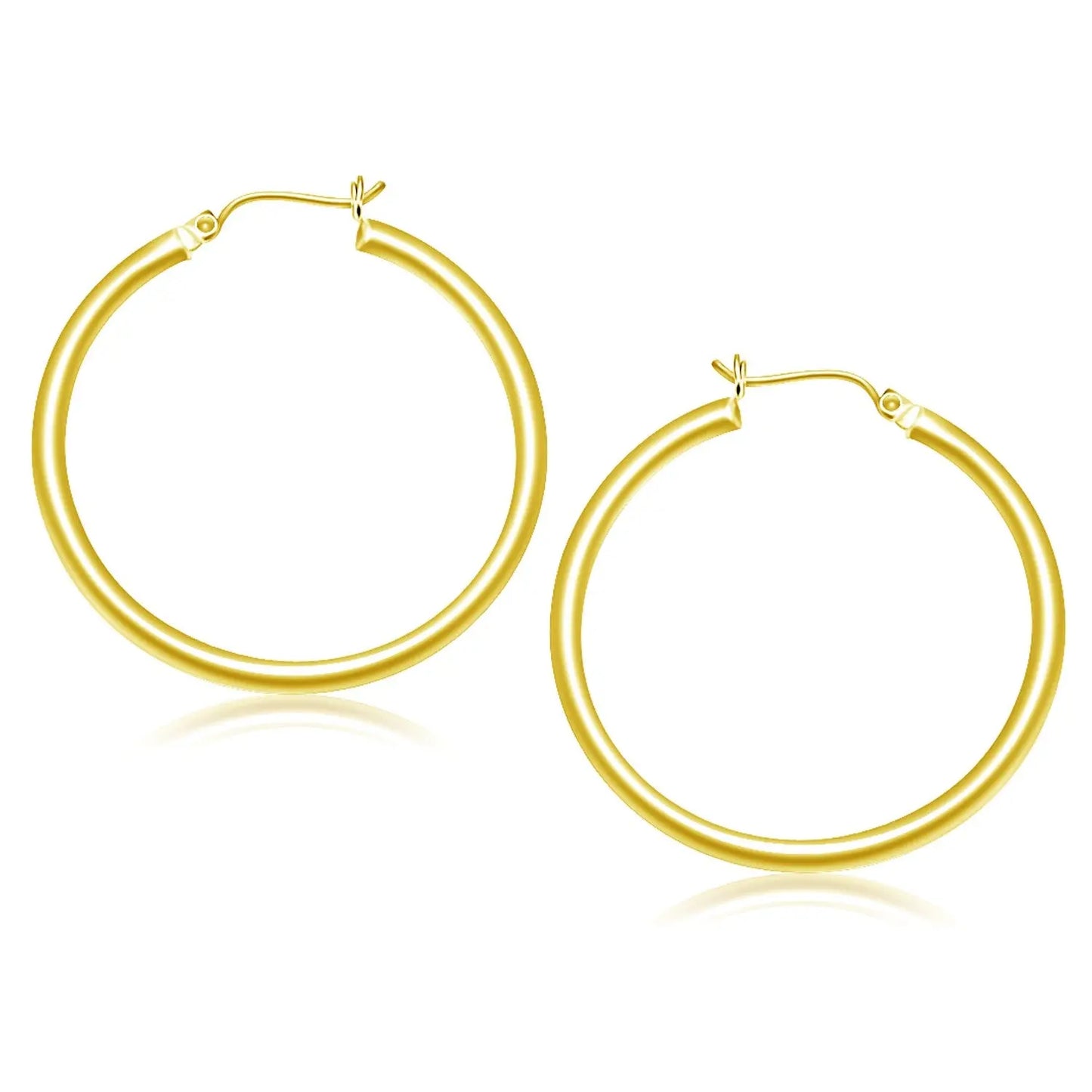 14k Yellow Gold Polished Hoop Earrings (3x40mm) RCJ