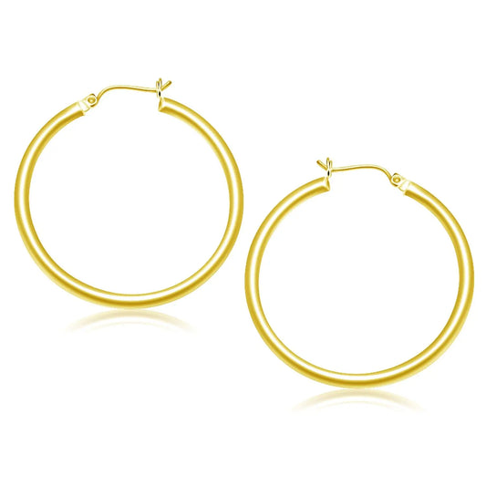 14k Yellow Gold Polished Hoop Earrings (3x40mm) RCJ