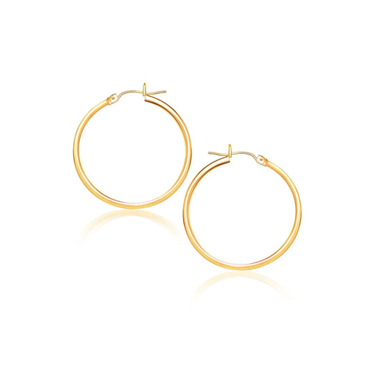 14k Yellow Gold Polished Hoop Earrings (2x40mm) RCJ