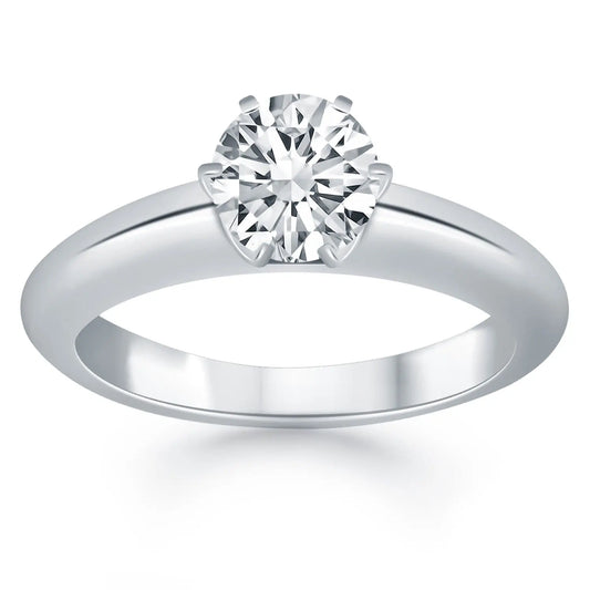 14k White Gold Solitaire Cathedral Engagement Ring RCJ