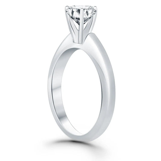 14k White Gold Solitaire Cathedral Engagement Ring RCJ