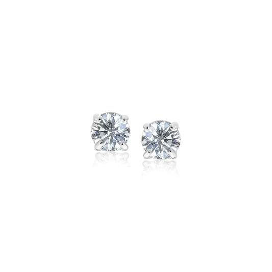 Sterling Silver Faceted White Cubic Zirconia Stud Earrings(3mm) RCJ