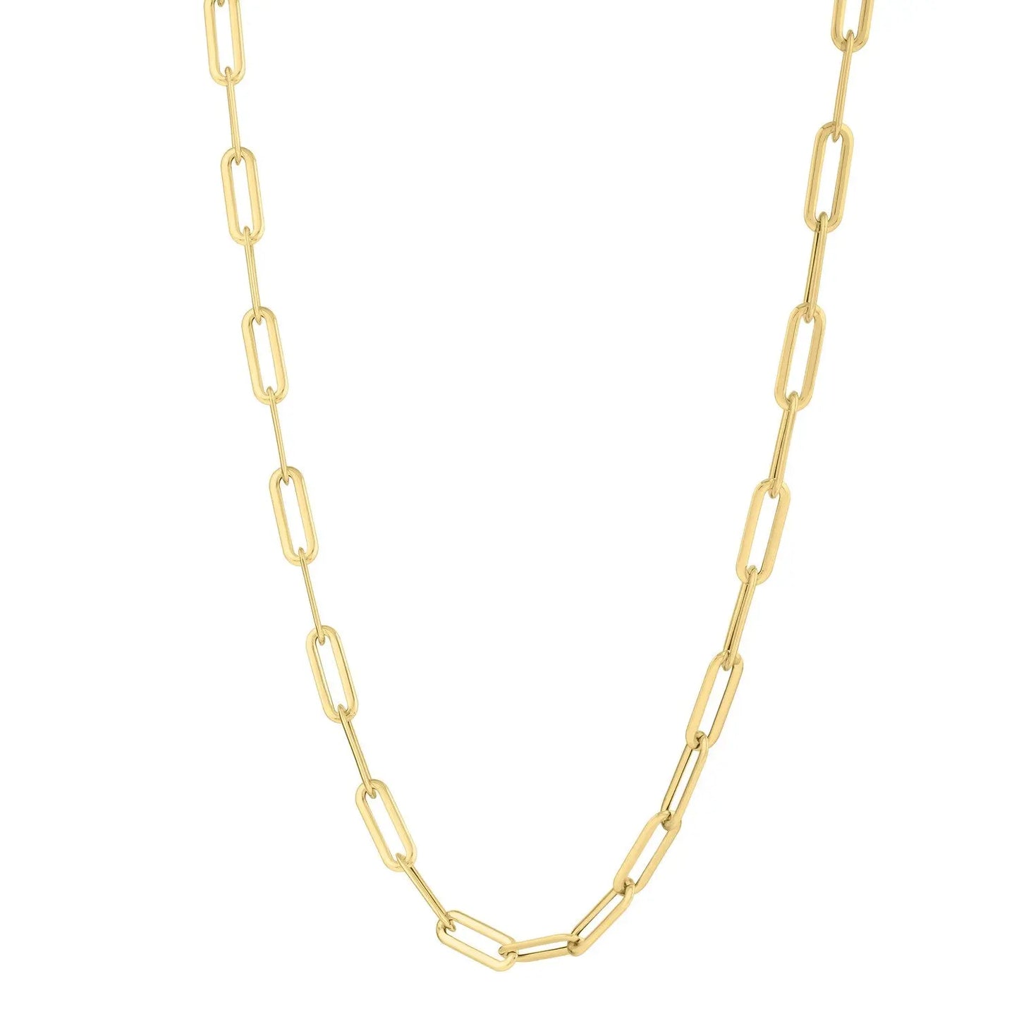 14k Yellow Gold Long Domed Paperclip Chain Necklace (4.80 mm) RCJ