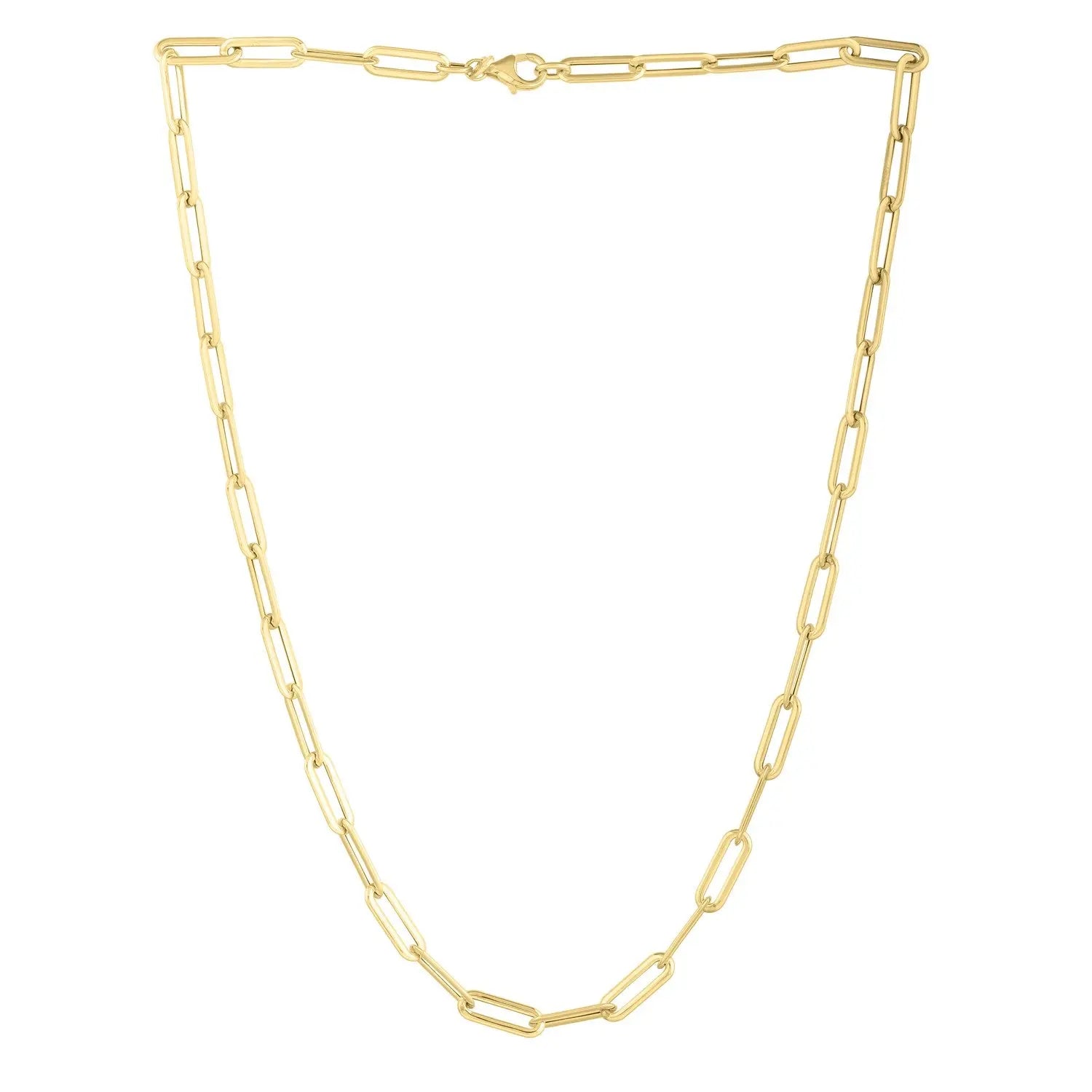 14k Yellow Gold Long Domed Paperclip Chain Necklace (4.80 mm) RCJ