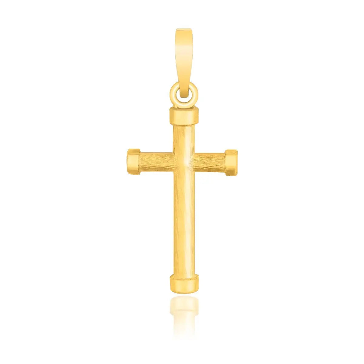 14k Yellow Gold Cross Pendant with Rounded Ends RCJ