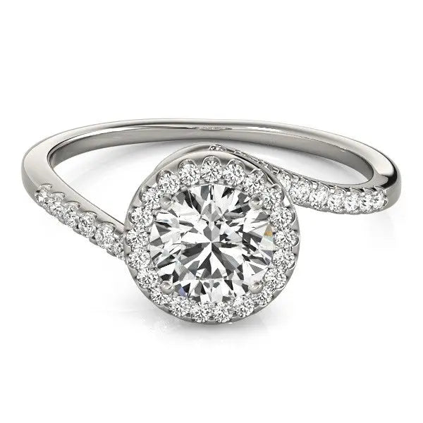 14k White Gold Halo Design Bypass Round Diamond Engagement Ring (5/8 cttw)Monde Trend