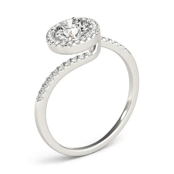 14k White Gold Halo Design Bypass Round Diamond Engagement Ring (5/8 cttw)Monde Trend