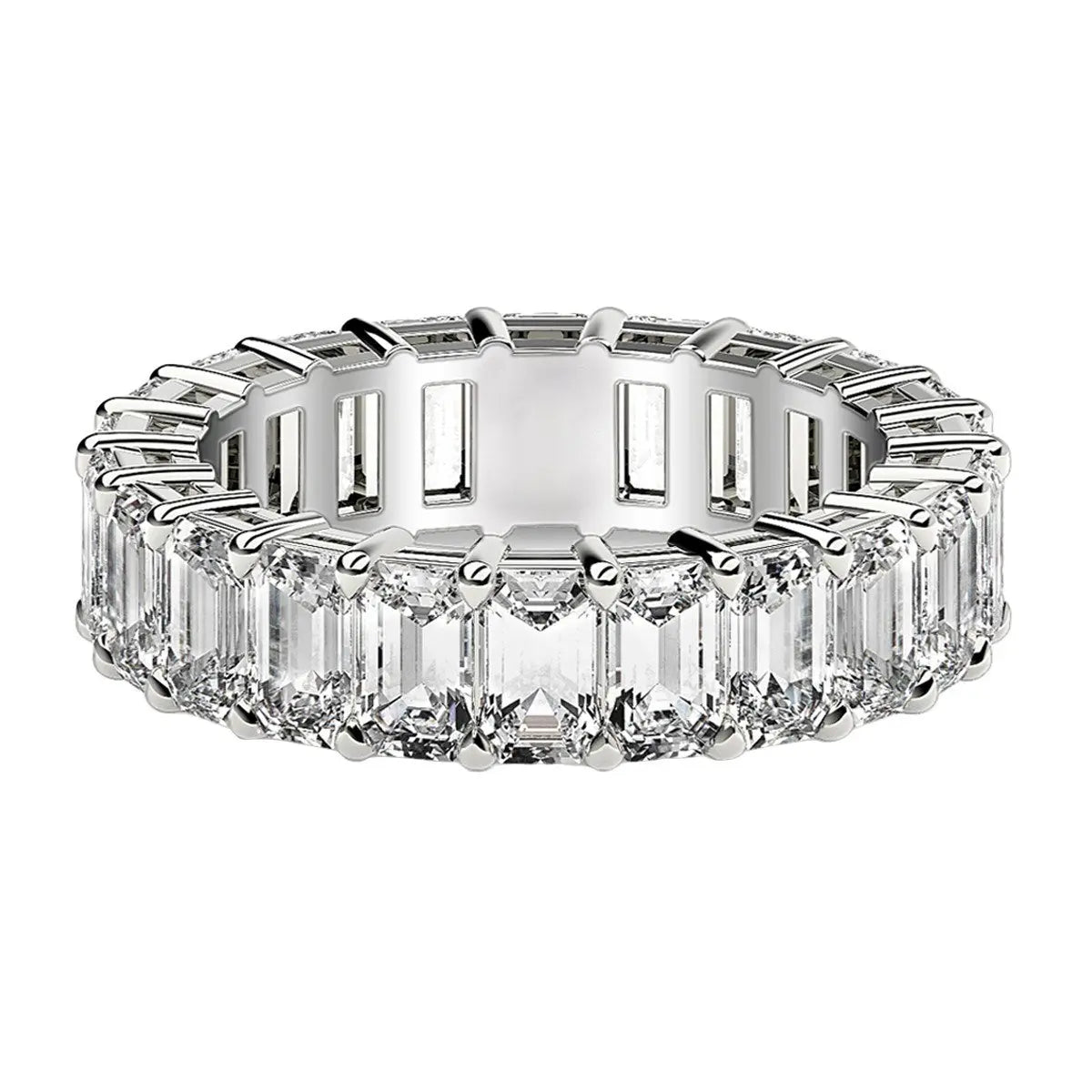 Emerald Cut Lab Grown Diamond Eternity Ring in 14k White Gold (5 cttw FG/VS2) RCJ