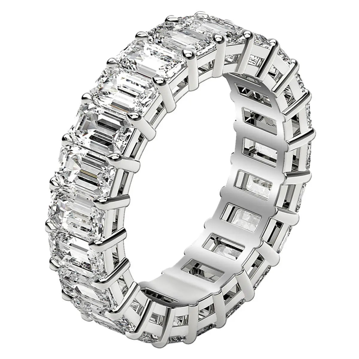 Emerald Cut Lab Grown Diamond Eternity Ring in 14k White Gold (5 cttw FG/VS2) RCJ