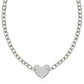 Sterling Silver Rhodium Plated Chain Bracelet with a Flat Heart Motif Station RCJ