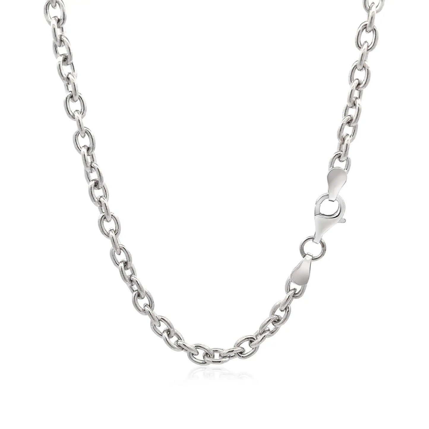 Sterling Silver Rhodium Plated Chain Bracelet with a Flat Heart Motif Station RCJ