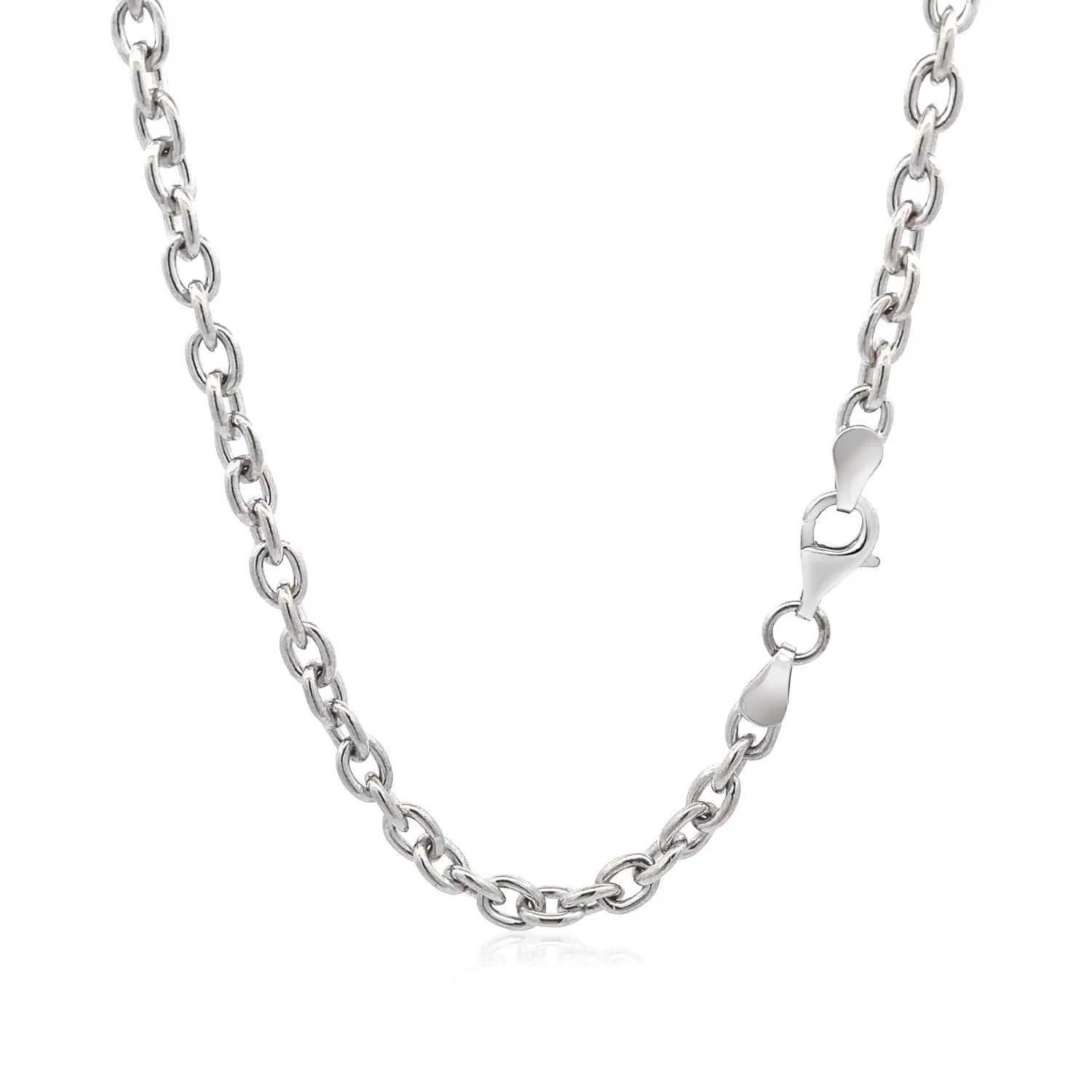 Sterling Silver Rhodium Plated Chain Bracelet with a Flat Heart Motif Station RCJ