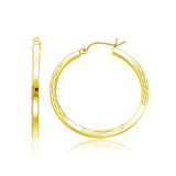 14k Yellow Gold Diamond Cut Hoop Earrings(2x35mm) RCJ