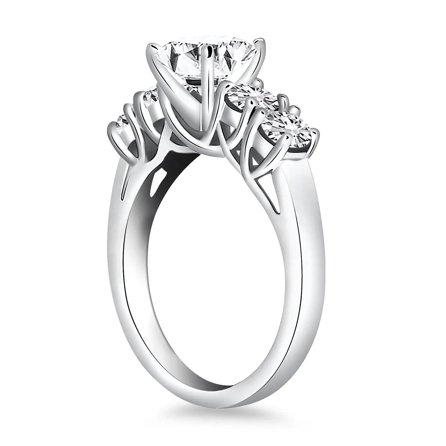 14k White Gold Five Stone Diamond Trellis Engagement RingMonde Trend