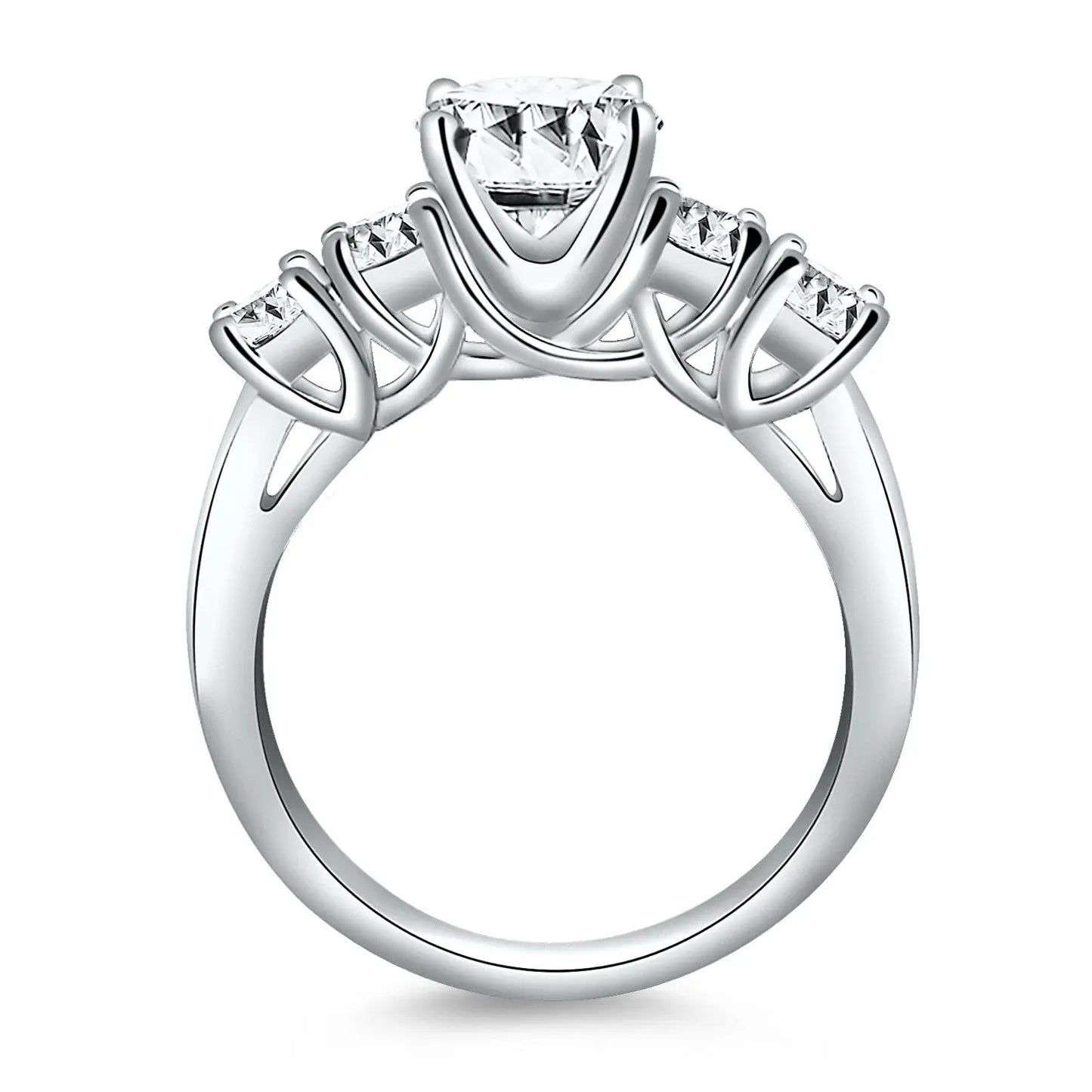 14k White Gold Five Stone Diamond Trellis Engagement RingMonde Trend