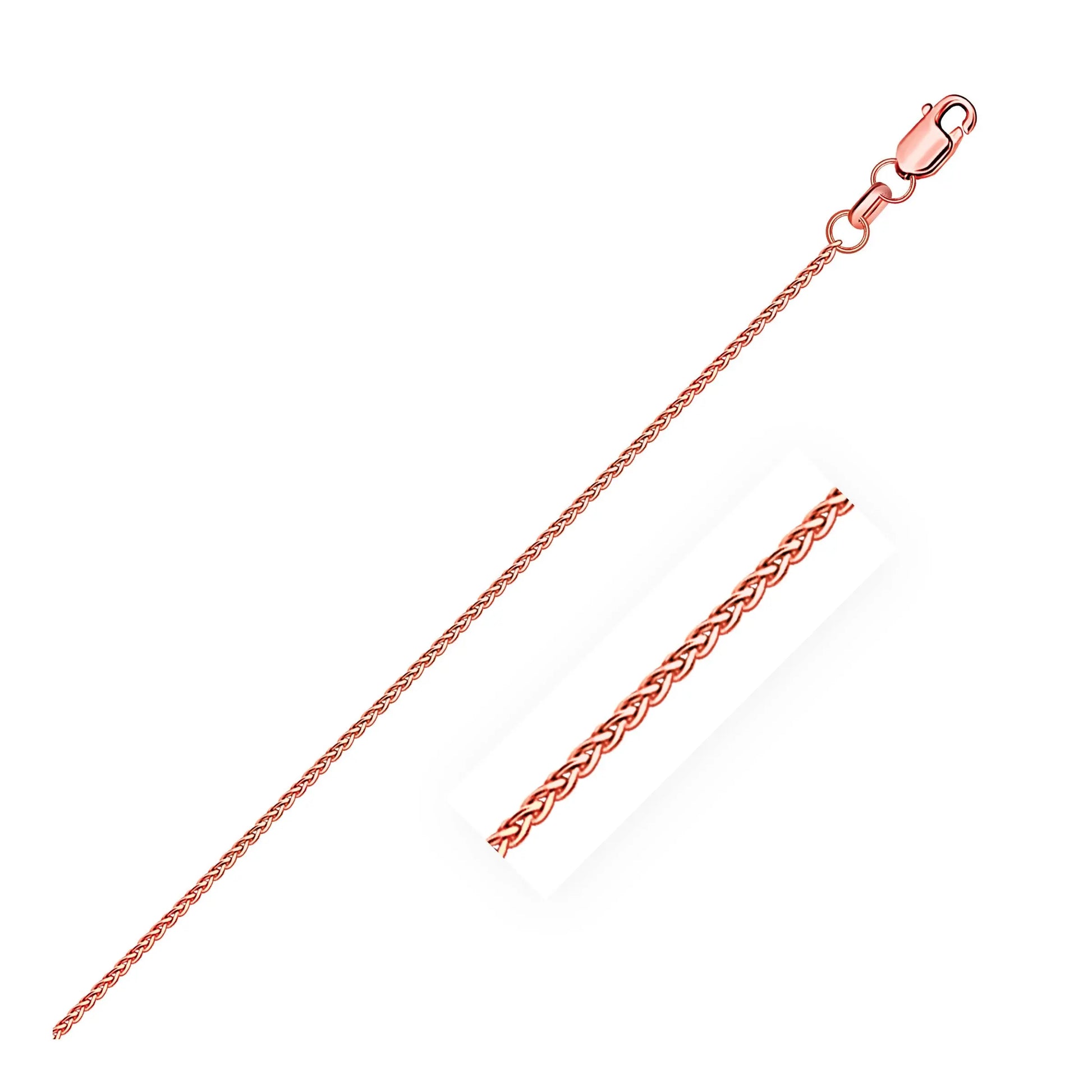 14k Rose Gold Diamond Cut Round Wheat Chain (1.20 mm)Monde Trend