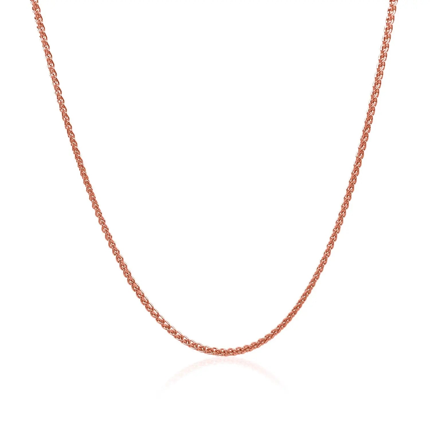 14k Rose Gold Diamond Cut Round Wheat Chain (1.20 mm)Monde Trend